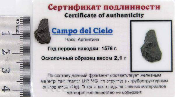 Осколок метеорита Campo del Cielo, арт 24