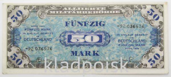 Банкнота 50 марок 1944 года, Германия, Оккупация Германии войсками союзников