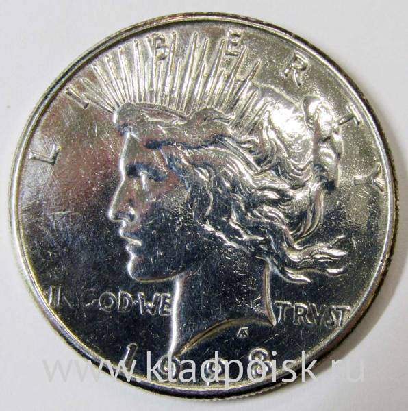 Монета 1 доллар США «Мир» 1923 года, Серебро 900 пр., арт 2