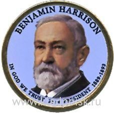 Монета с цветным изображением 1 доллар США (2012) 23-ий Президент Бенджамин Гаррисон