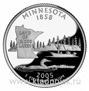 Монета 25 центов Штат Миннесота