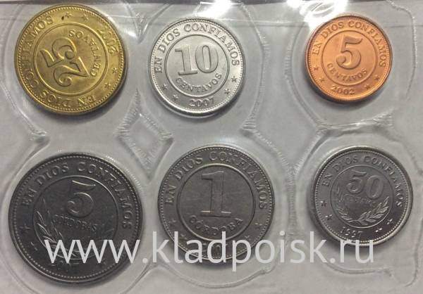 Набор регулярных монет Никарагуа 1997-2007 гг., 6 монет