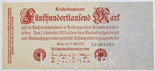 Банкнота 500 000 марок 1923 года - Веймарская Республика