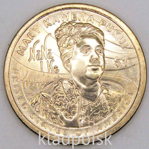 Монета 1 доллар Сакагавея, Мэри Кавена Пукуи, 2025 D Монета 1 доллар Сакагавея, Мэри Кавена Пукуи, 2025 D