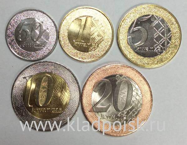 Набор регулярных монет Анголы 2012-2014 гг., 5 монет