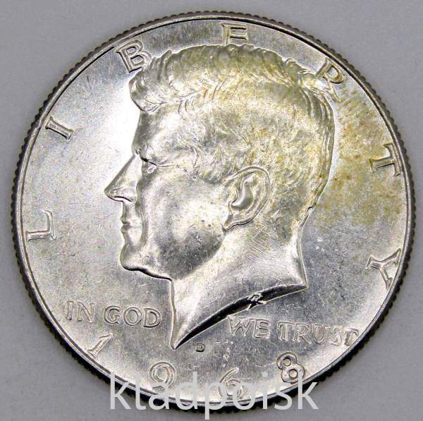 Монета 50 центов США «Кеннеди» 1968 года серебро 400 пробы, арт 3