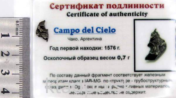 Осколок метеорита Campo del Cielo, арт 18