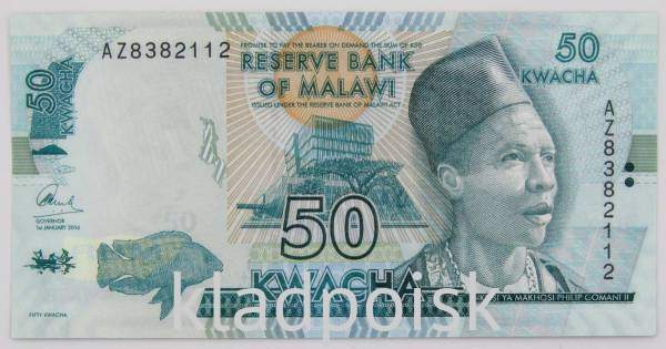 Банкнота Малави 50 квач 2016 года