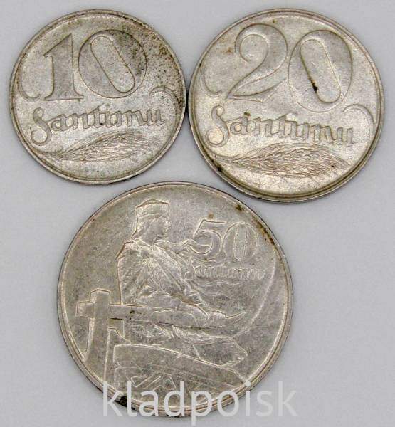 Набор монет Латвии 1922 года, 3 монеты