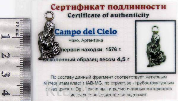 Подвеска из метеорита Campo del Cielo арт 34