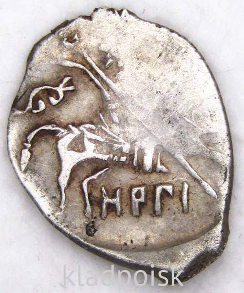 Копейка серебро Дмитрий Иванович (Лжедмитрий), чешуйка, 1605 г., Новгород