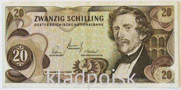 Банкнота 20 шиллингов 1967 года Австрия