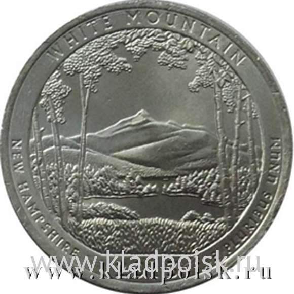 Монета 25 центов Национальный лес Белые горы, монетный двор S