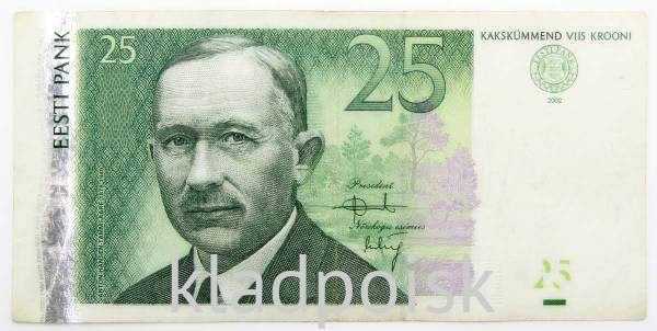 Банкнота 25 крон 2002 года Эстония Банкнота 25 крон 2002 года Эстония