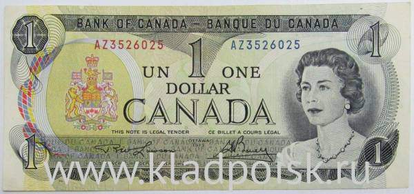 Банкнота 1 доллар 1973 Канада, арт 2 Банкнота 1 доллар 1973 Канада, арт 2