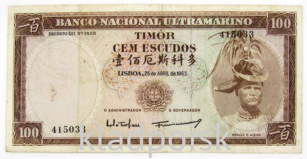 Банкнота 100 эскудо 1963 года Португальский Тимор