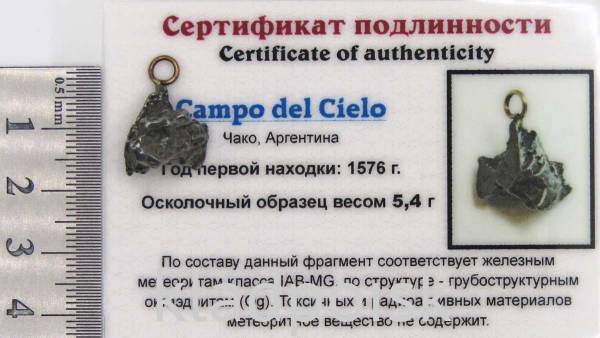 Подвеска из метеорита Campo del Cielo арт 14