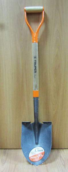 Лопата штыковая Truper, сферический ковш, черенок дерево, ручка металл, 17154