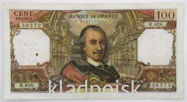 Банкнота 100 франков 1974 года Франция (Корнель)