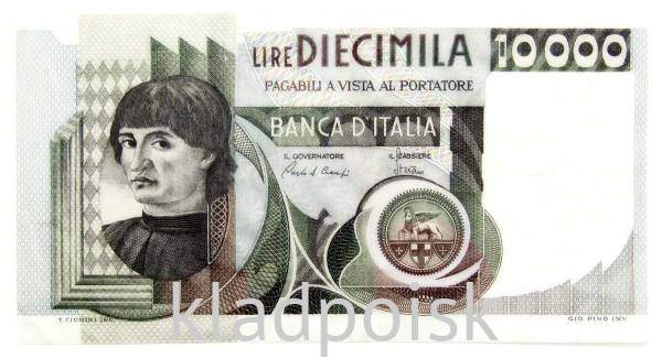 Банкнота 10000 лир 1976 года Италия