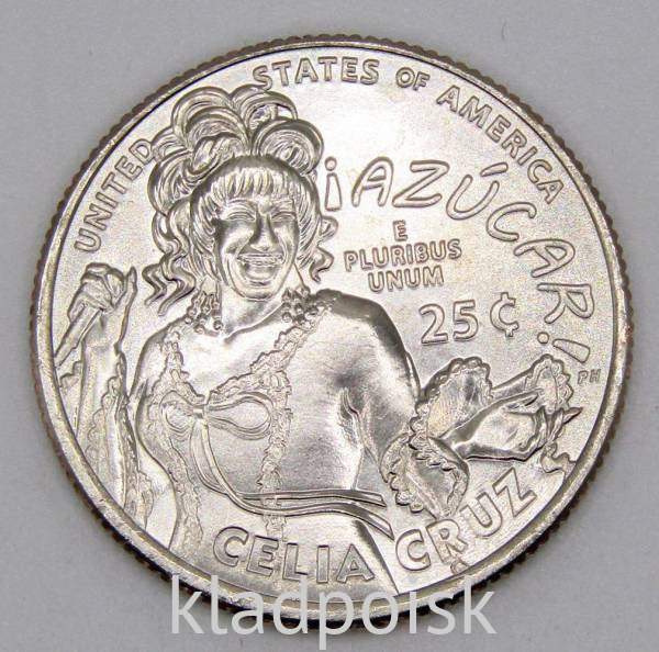 Монета 25 центов США Певица Селия Крус из серии «Американские женщины» (2024) D