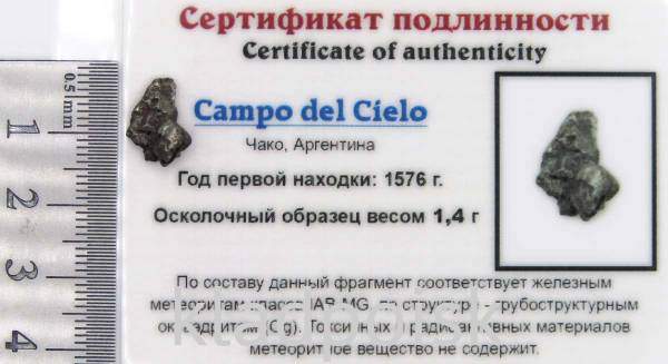 Осколок метеорита Campo del Cielo, арт 19