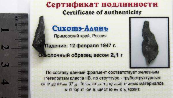 Осколок метеорита Сихотэ-Алинь арт 34