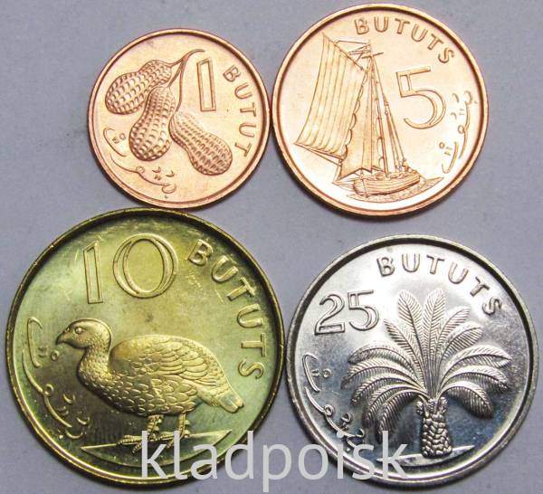 Набор регулярных монет Гамбии 1998 года, 4 монеты