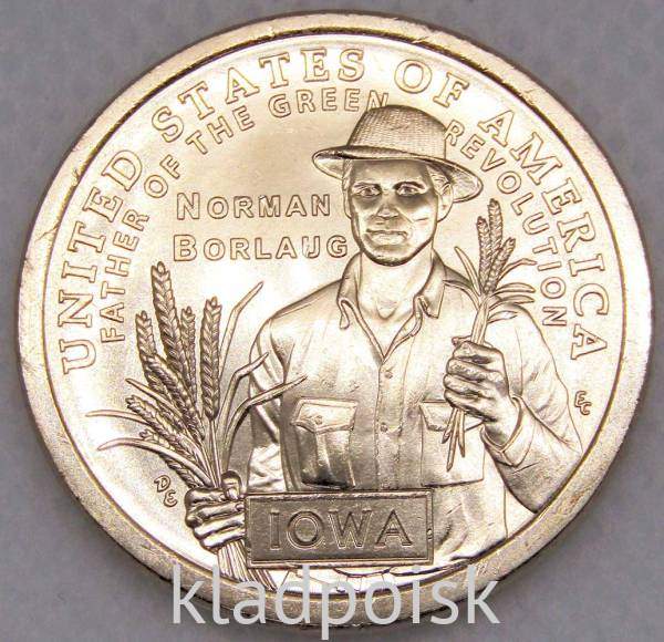 Монета 1 доллар США, Айова, Норман Борлоуг, Зелёная революция (2026) D