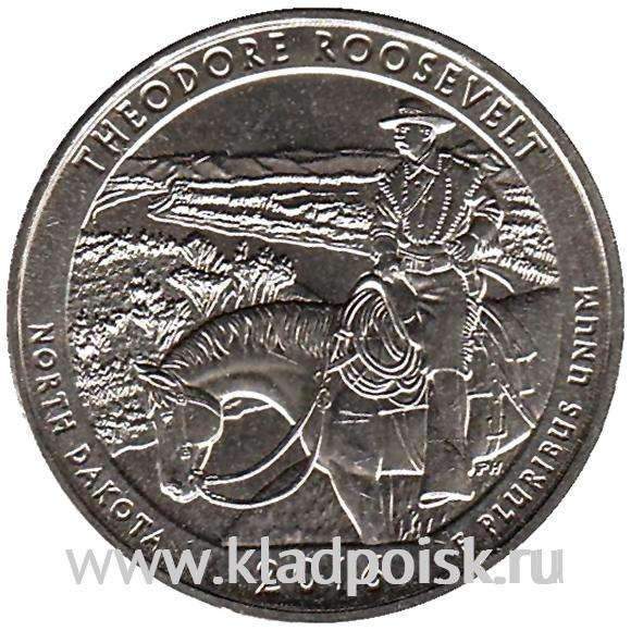 Монета 25 центов США Национальный парк Теодора Рузвельта (2016), монетный двор S