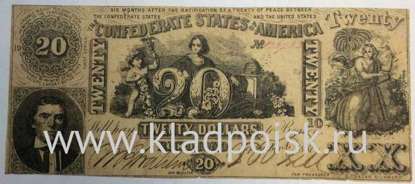 Банкнота 20 долларов 1861 года Конфедерации США, Штат Ричмонд