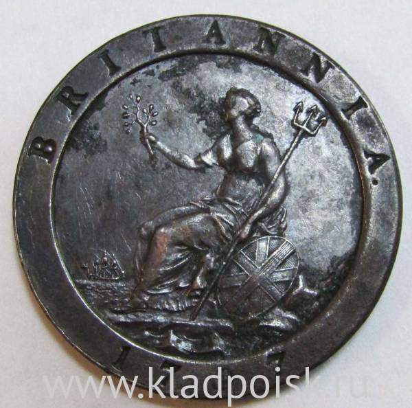 Монета 1 пенни 1797 года Великобритания Монета 1 пенни 1797 года Великобритания