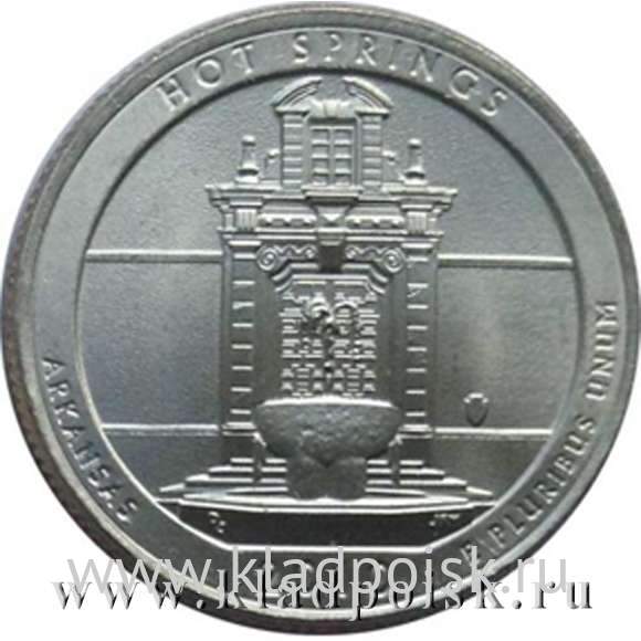 Монета 25 центов Национальный парк Хот-Спрингс, монетный двор P