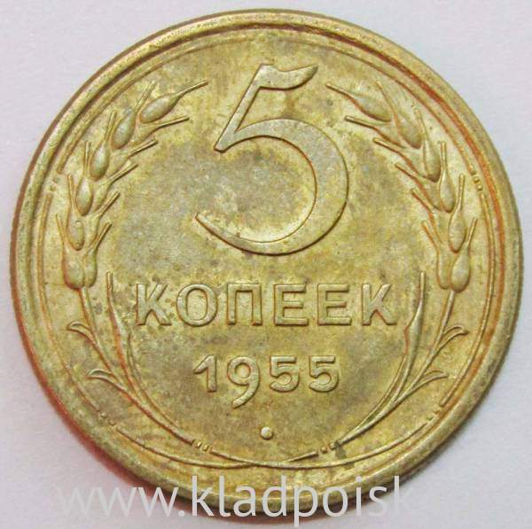 Монета 5 копеек СССР 1955 года﻿, арт 6