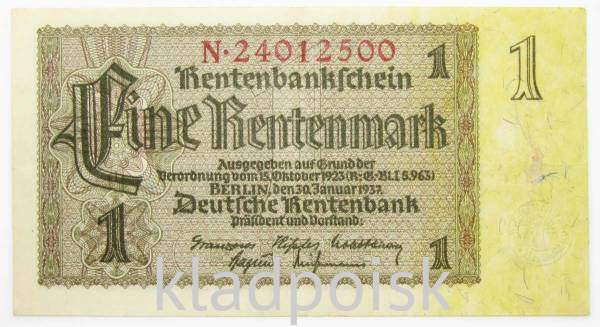 Банкнота 1 марка 1937 года - Германия