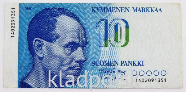 Банкнота 10 марок 1986 года Финляндия, арт 5