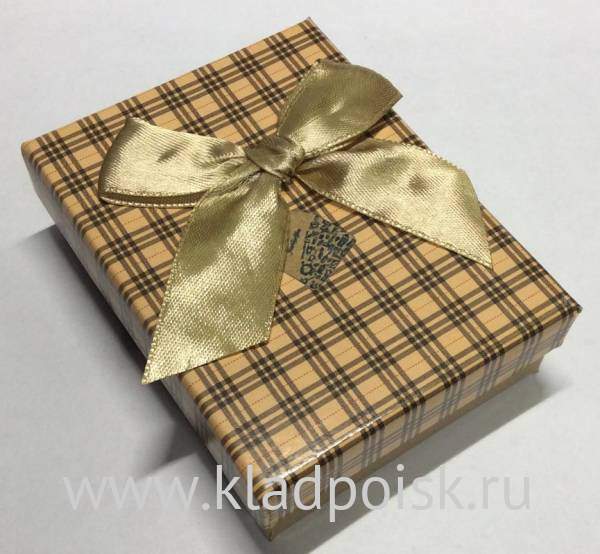 Коробка подарочная шотландка желто-коричневая