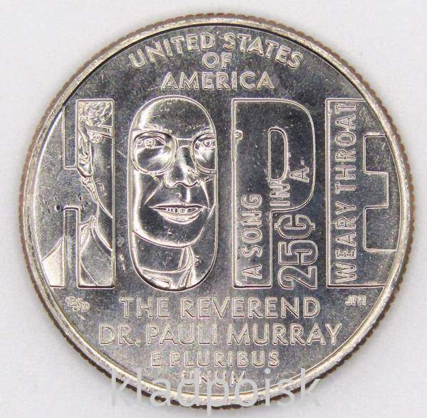 Монета 25 центов США Паули Мюррей из серии «Американские женщины» (2024) P