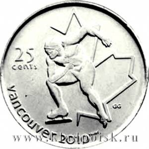 Монета  25 центов Канада, Олимпиада 2010 год Ванкувер – Конькобежный спорт