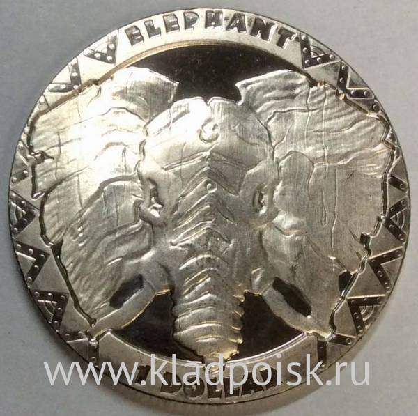 Монета 1 доллар Сьерра-Леоне 2019, Слон Монета 1 доллар Сьерра-Леоне 2019, Слон