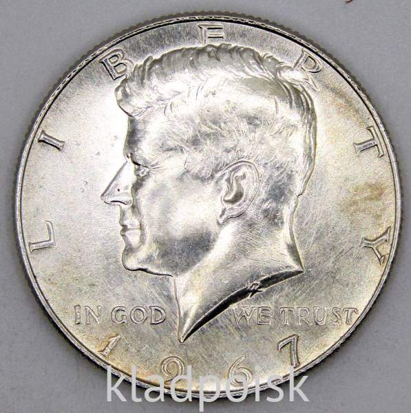 Монета 50 центов США «Кеннеди» 1967 года серебро 400 пробы, арт 5