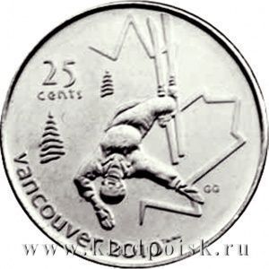 Монета  25 центов Канада, Олимпиада 2010 год Ванкувер – Фристайл