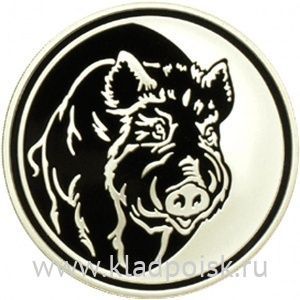 Монета 3 рубля Лунный календарь, Кабан 2007 – серебро Монета 3 рубля Лунный календарь, Кабан 2007 – серебро