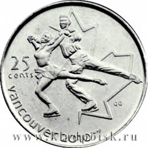 Монета  25 центов Канада, Олимпиада 2010 год Ванкувер – Фигурное катание