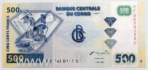 Банкнота Конго 500 франков 2002 года Банкнота Конго 500 франков 2002 года