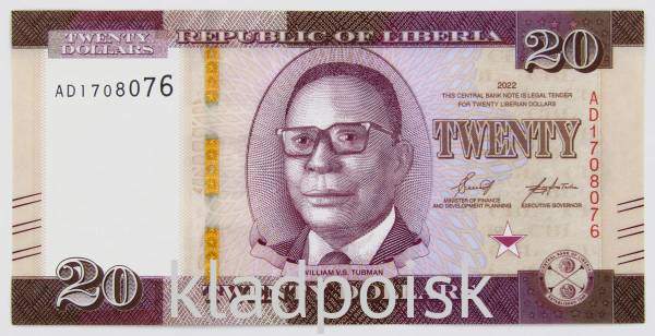 Банкнота 20 долларов Либерия 2022