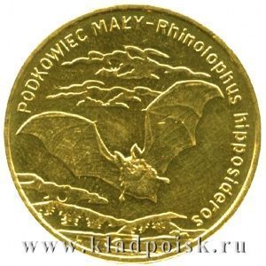 Монета 2 злотых Польша Летучая мышь - Малый подковонос 2010