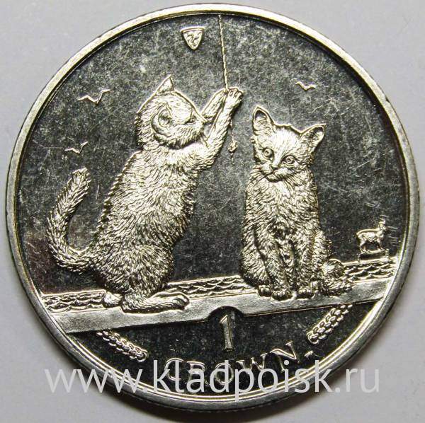 Монета 1 крона Остров Мэн, 2001, Сомалийская кошка