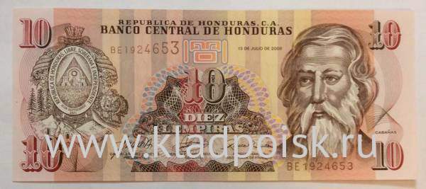 Банкнота Гондурас 10 лемпир 2006 года