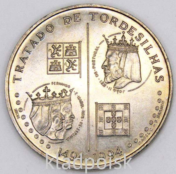 Монета 200 эскудо 1994 года, 500 лет с момента заключения Тордесильясского договора, Португалия